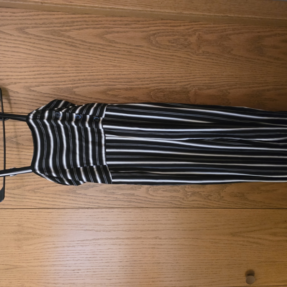 Black and White Striped Jumpsuit